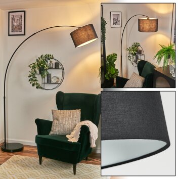 Bassagoda floor lamp, Arch lamps black, 1-light source, Fabric shade