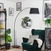 Bassagoda floor lamp, Arch lamps black, 1-light source, Fabric lampshade