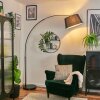 Bassagoda floor lamp, Arch lamps black, 1-light source, Fabric lampshade