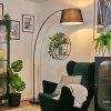 Bassagoda floor lamp, Arch lamps black, 1-light source, Fabric lampshade