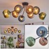 Koyoto ceiling light, globe light 85 cm blue, green, coppery, 8-light sources
