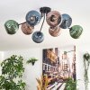 Koyoto ceiling light, globe light 85 cm blue, green, coppery, 8-light sources