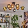 Koyoto ceiling light, globe light 85 cm blue, green, coppery, 8-light sources