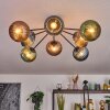 Koyoto ceiling light, globe light 85 cm blue, green, coppery, 8-light sources