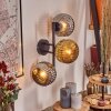 Ripoll globe light, wall light chrome, gold, Smoke-coloured, 3-light sources