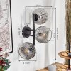 Ripoll globe light, wall light clear, Smoke-coloured, 3-light sources