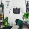 Soungou floor lamp, Arch lamps black, 1-light source, Fabric lampshade