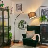 Soungou floor lamp, Arch lamps black, 1-light source, Fabric lampshade