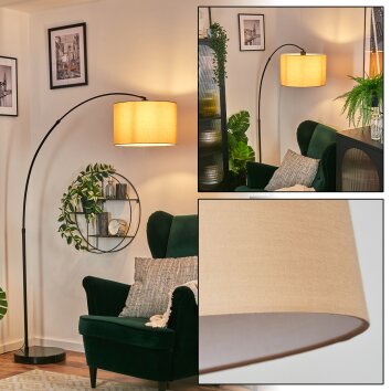Soungou floor lamp, Arch lamps black, 1-light source, Fabric shade