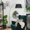 Bassagoda floor lamp, Arch lamps chrome, black, 1-light source, Fabric lampshade