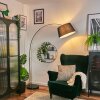 Bassagoda floor lamp, Arch lamps chrome, black, 1-light source, Fabric lampshade