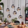 Gastor hanging light, globe light, pendant light chrome, clear, Smoke-coloured, 6-light sources