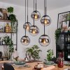 Gastor hanging light, globe light, pendant light chrome, clear, Smoke-coloured, 6-light sources
