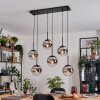 Gastor hanging light, globe light, pendant light chrome, clear, Smoke-coloured, 6-light sources