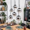 Gastor hanging light, globe light, pendant light chrome, clear, Smoke-coloured, 6-light sources