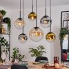 Gastor hanging light, globe light, pendant light Amber, gold, clear, Smoke-coloured, 6-light sources