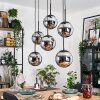 Gastor hanging light, globe light, pendant light chrome, Smoke-coloured, 6-light sources