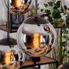 Gastor hanging light, globe light, pendant light chrome, Smoke-coloured, 6-light sources