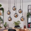 Gastor hanging light, globe light, pendant light chrome, Smoke-coloured, 6-light sources