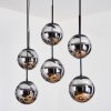 Gastor hanging light, globe light, pendant light chrome, Smoke-coloured, 6-light sources