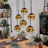 Gastor hanging light, globe light, pendant light gold, clear, 6-light sources