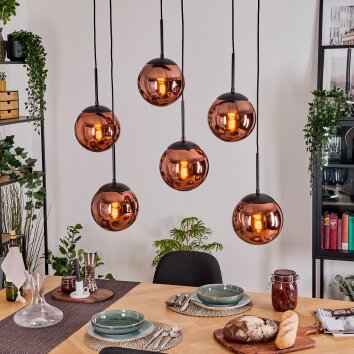 Gastor hanging light, globe light, pendant light coppery, 6-light sources