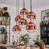 Gastor hanging light, globe light, pendant light clear, coppery, 6-light sources