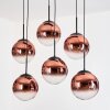 Gastor hanging light, globe light, pendant light clear, coppery, 6-light sources