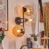 Koyoto globe light, wall light Amber, clear, 3-light sources