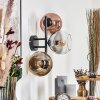 Koyoto globe light, wall light gold, clear, coppery, Smoke-coloured, 3-light sources