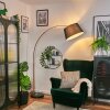 Bassagoda floor lamp, Arch lamps copper, black, 1-light source, Fabric shade
