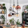Gastor hanging light, globe light, pendant light Amber, chrome, clear, coppery, Smoke-coloured, 6-light sources