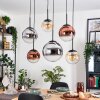 Gastor hanging light, globe light, pendant light Amber, chrome, clear, coppery, Smoke-coloured, 6-light sources