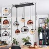 Gastor hanging light, globe light, pendant light Amber, chrome, clear, coppery, Smoke-coloured, 6-light sources