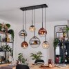 Gastor hanging light, globe light, pendant light Amber, chrome, clear, coppery, Smoke-coloured, 6-light sources