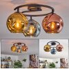 Ripoll ceiling light, globe light blue, gold, coppery, 3-light sources