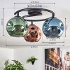 Ripoll ceiling light, globe light blue, green, coppery, 3-light sources