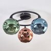 Ripoll ceiling light, globe light blue, green, coppery, 3-light sources
