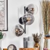 Gastor globe light, wall light clear, Smoke-coloured, 3-light sources