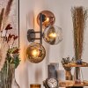 Koyoto globe light, wall light chrome, gold, clear, coppery, Smoke-coloured, 3-light sources