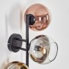 Koyoto globe light, wall light chrome, gold, clear, coppery, Smoke-coloured, 3-light sources