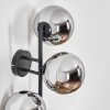 Gastor globe light, wall light chrome, Smoke-coloured, 3-light sources