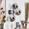 Gastor globe light, wall light chrome, Smoke-coloured, 3-light sources