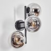 Gastor globe light, wall light chrome, clear, Smoke-coloured, 3-light sources