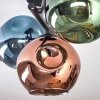 Ripoll ceiling light, globe light blue, green, coppery, 3-light sources