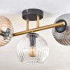 Koyoto ceiling light, globe light gold, black, 3-light sources