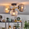 Koyoto ceiling light, globe light gold, black, 3-light sources