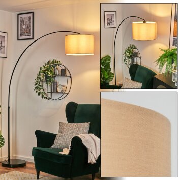 Soungou floor lamp, Arch lamps black, 1-light source, Fabric lampshade