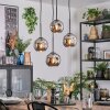 Ripoll hanging light, globe light, Cluster pendant lamp chrome, Smoke-coloured, 4-light sources
