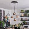 Ripoll hanging light, globe light, Cluster pendant lamp chrome, Smoke-coloured, 4-light sources